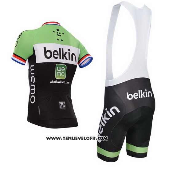 2014 Maillot Ciclismo Belkin Noir et Vert Manches Courtes et Cuissard